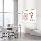 Framed circle of willis cerebral arteries watercolor print in a neurology clinic