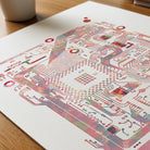 Close-up of circuit board watercolor print showing paper texture and grain