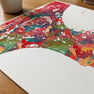 Close-up of cochlea histology watercolor print showing paper texture and grain