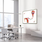 Framed cochlear implant watercolor print in an ENT clinic