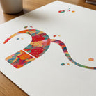 Close-up of cochlear implant watercolor print showing paper texture and grain