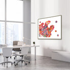 Framed colon histology watercolor print in a gastroenterology clinic