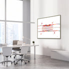 Framed coronary stent angioplasty watercolor print in a cardiology clinic