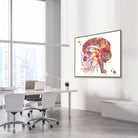 Framed cranial nerves & brainstem anatomy watercolor print in a neurology clinic