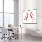Framed dance anatomy, expressive reach watercolor print in an orthopedic clinic