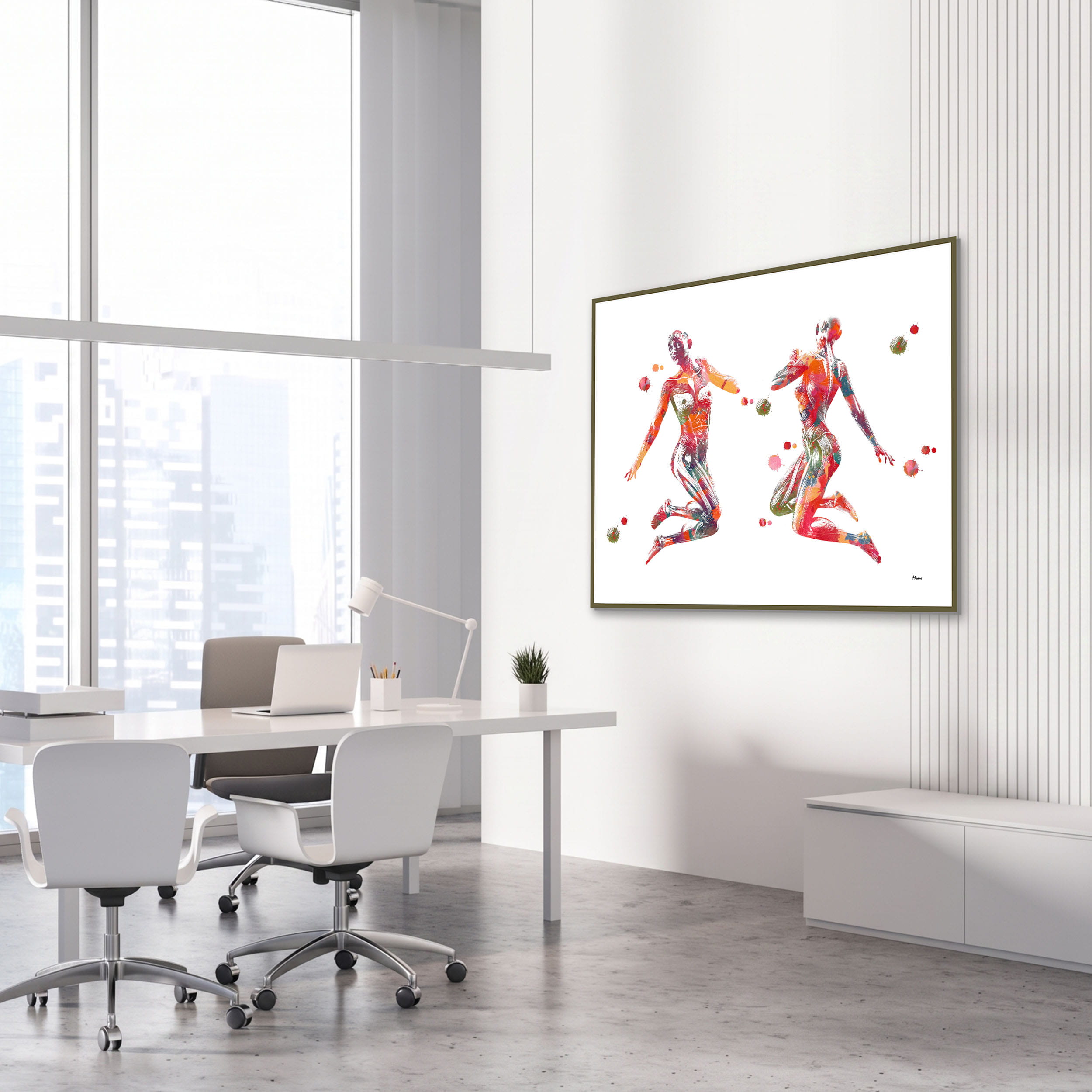 Framed spine tree of life watercolor print in an orthopedic clinic