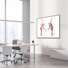 Framed dance anatomy, side bend watercolor print in an orthopedic clinic