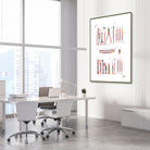 Framed dental instruments watercolor print in a dental clinic