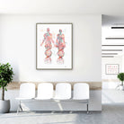 dna bodies watercolor print hanging in a clinic waiting room