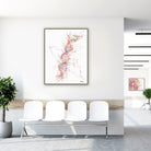Framed dna single helix genetics watercolor print in a clinic waiting room