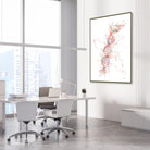 Framed dna single helix genetics watercolor print in a genetics laboratory