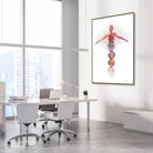 Framed dna woman abstract genetics watercolor print in a genetics laboratory