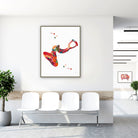 Framed eardrum anatomy watercolor print in a clinic waiting room