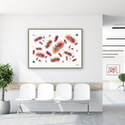 Framed escherichia coli (e. coli) watercolor print in a clinic waiting room