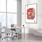 Framed eukaryotic cell abstract watercolor print in a science laboratory office
