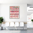 Framed eye anatomy & retina layers watercolor print in a clinic waiting room