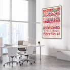 Framed eye anatomy & retina layers watercolor print in an ophthalmology clinic
