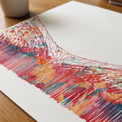 Close-up of fovea of the eye watercolor print showing paper texture and grain