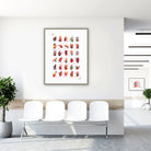 Framed german fingerspelling alphabet watercolor print in a clinic waiting room