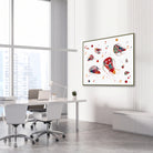 Framed giardia lamblia parasite watercolor print in a science laboratory office