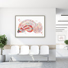 Framed golgi hippocampus neuron watercolor print in a clinic waiting room