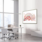 Framed golgi hippocampus neuron watercolor print in a neurology clinic