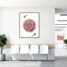 Framed hair anatomy watercolor print in a clinic waiting room