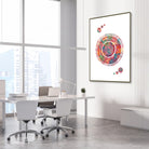 Framed hair anatomy watercolor print in a dermatology clinic