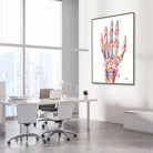 Framed hand & radiocarpal joint watercolor print in an orthopedic clinic