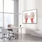 Framed hand bones & joints watercolor print in an orthopedic clinic