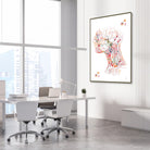 Framed head and neck lymph nodes watercolor print in an endocrinology clinic