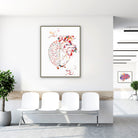 Framed heart & brain balance watercolor print in a clinic waiting room