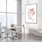 Framed heart & brain balance watercolor print in a medical clinic