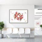 Framed hemoglobin & heme group watercolor print in a clinic waiting room