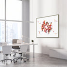 Framed hemoglobin & heme group watercolor print in a science laboratory office