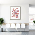 Framed herpes simplex virus structure watercolor print in a clinic waiting room