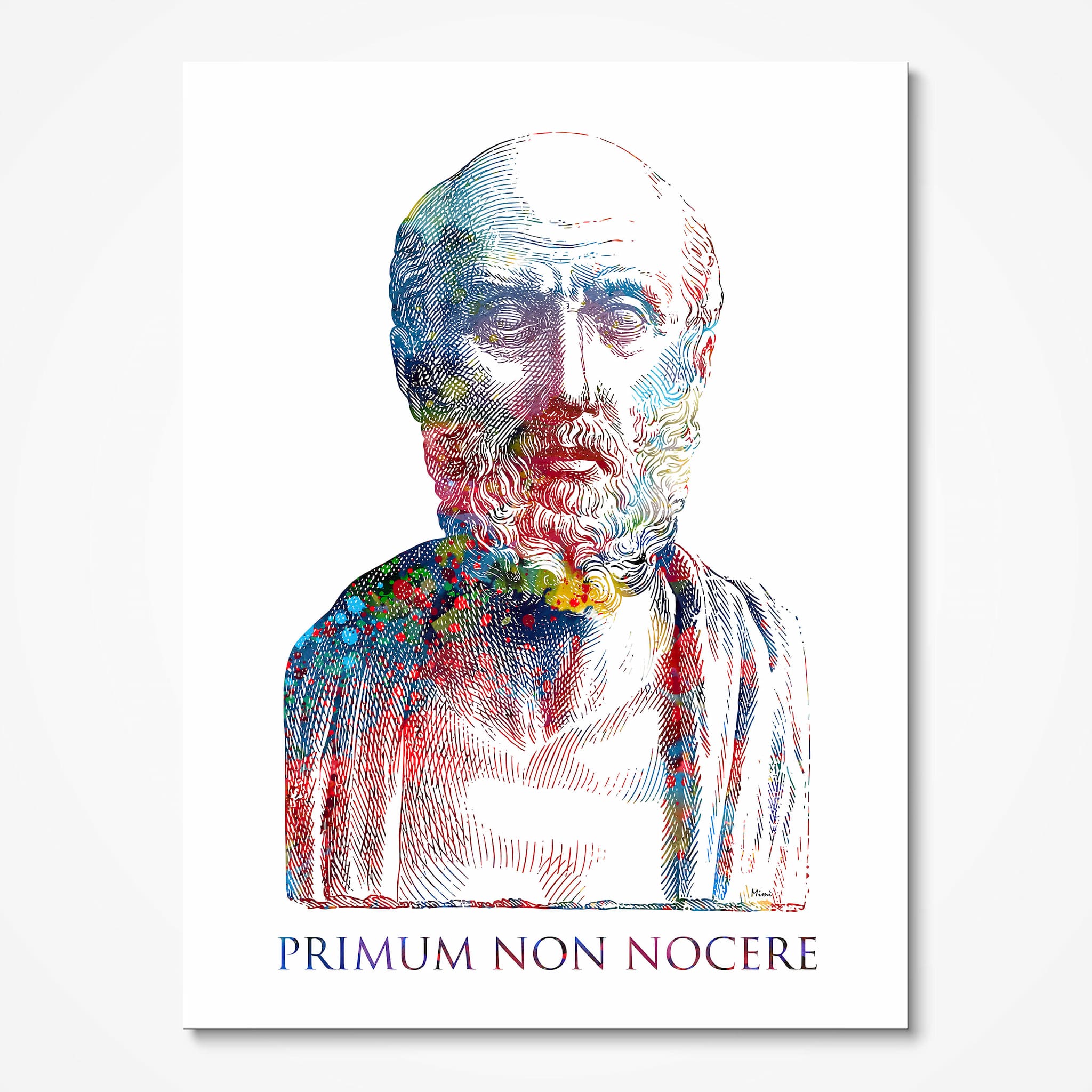 Hippocratic Oath watercolor art print for medical office wall decor