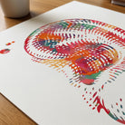 Close-up of human ear anatomy watercolor print showing paper texture and grain