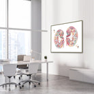 Framed human kidneys anatomy watercolor print in a nephrology clinic