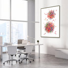 Framed immune system t-lymphocytes watercolor print in a science laboratory office