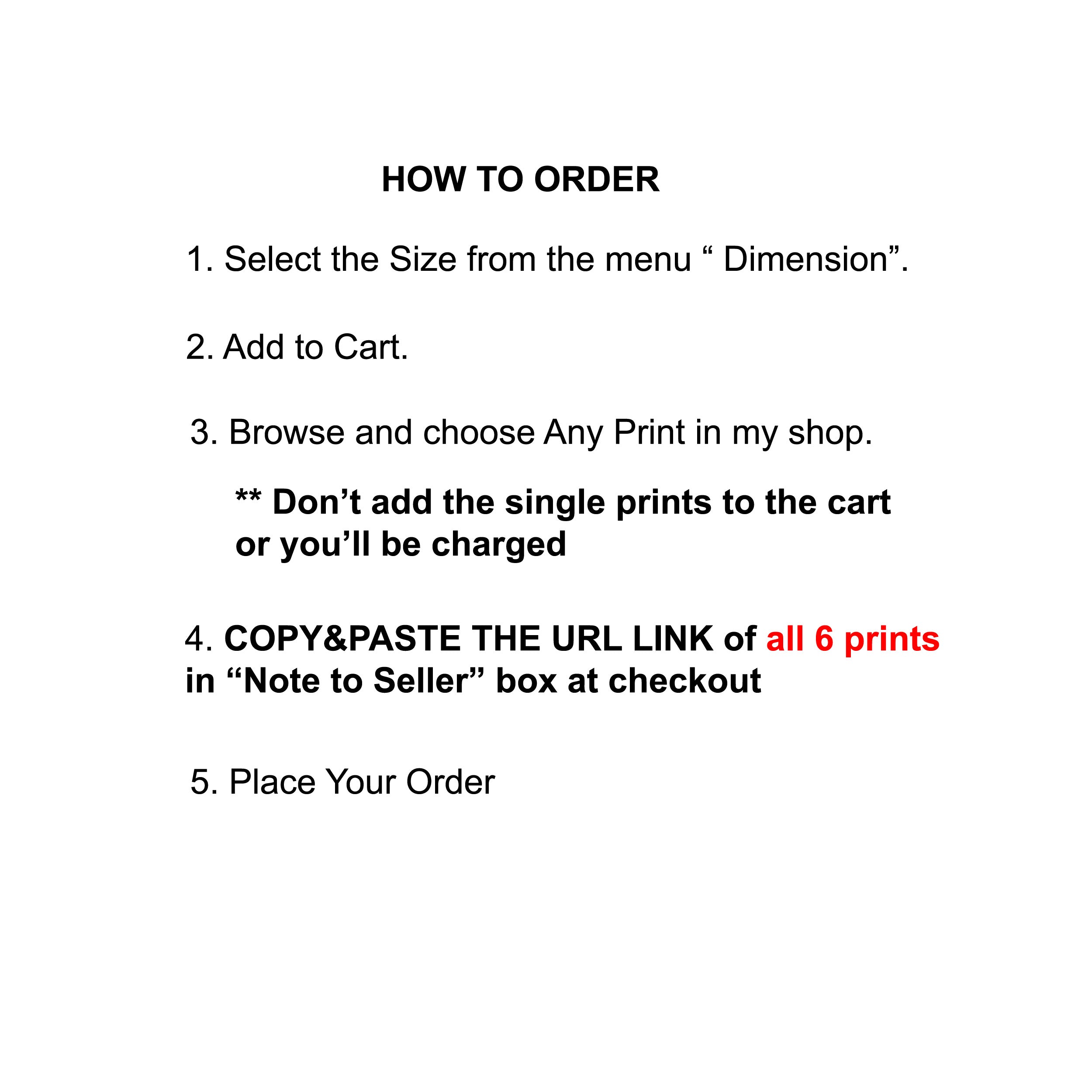 instructions for ordering the set