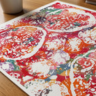 Close-up of kidney tissue histology watercolor print showing paper texture and grain