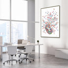 Framed kidney tree of life watercolor print in a nephrology clinic