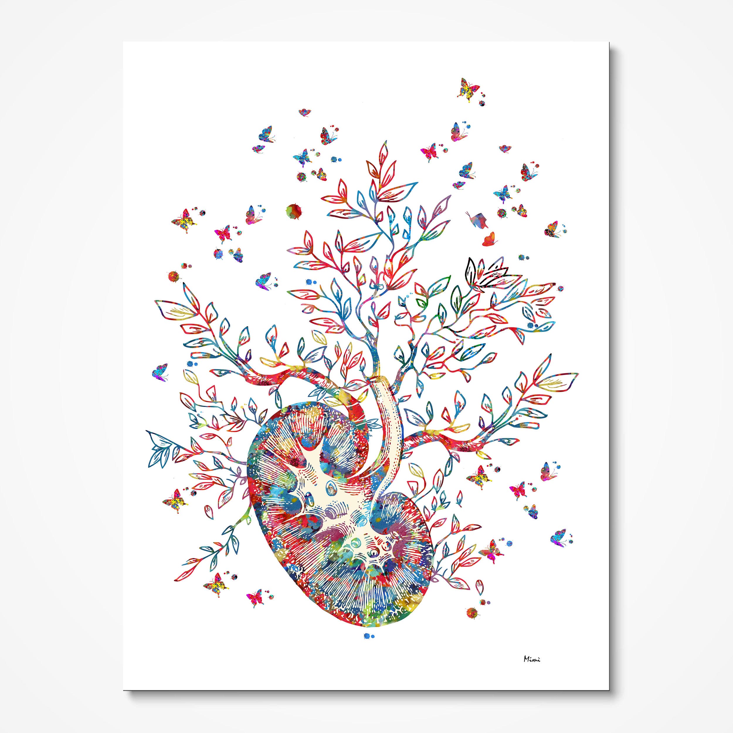 Kidney Tree of Life watercolor art print for nephrology clinic wall decor