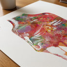 Close-up of knee ligaments watercolor print showing paper texture and grain