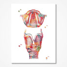 Larynx watercolor art print for ENT clinic wall decor