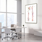 Framed limb bones & ligaments watercolor print in an orthopedic clinic