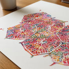 Close-up of liver lobules watercolor print showing paper texture and grain