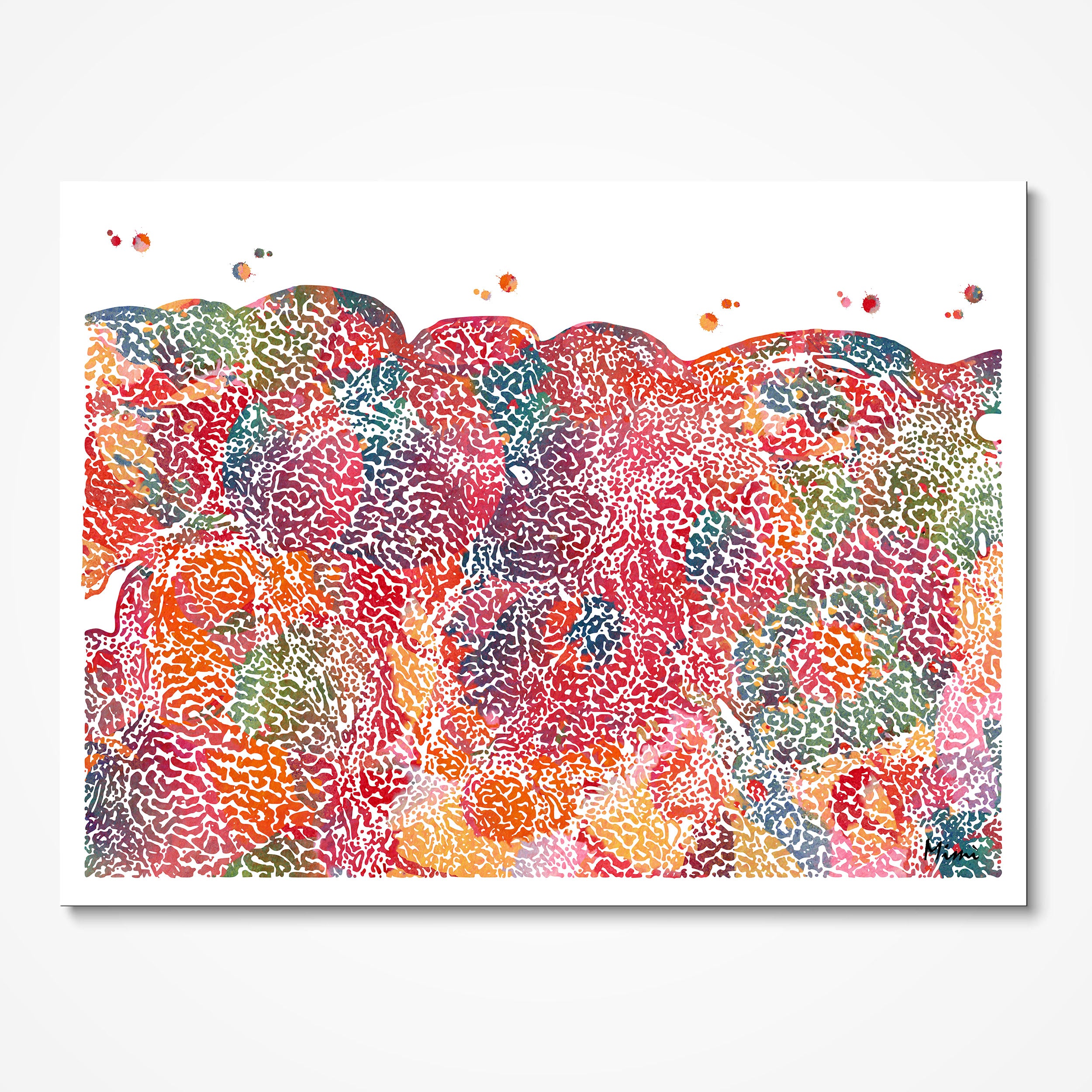 Liver Tissue Histology watercolor art print for hepatology clinic wall decor