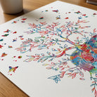 Close-up of liver tree of life watercolor print showing paper texture and grain